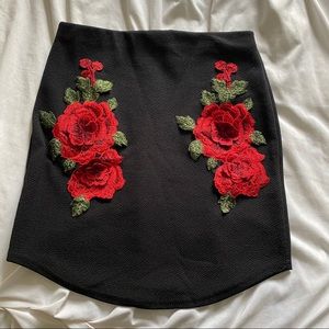 Boohoo Night Rose Mini Skirt